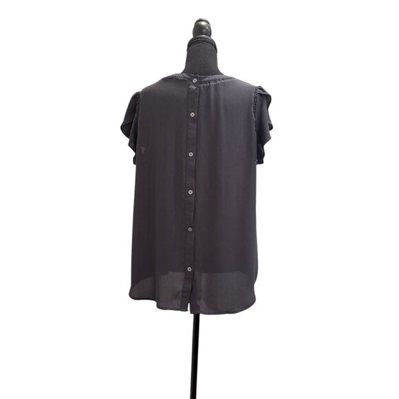 Women’s LOFT Dark Gray Blouse Short Sleeve Size L - Picture 4 of 7